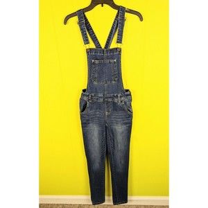 Wallflower Womens Junior S Stretch Denim Bib Overalls Blue 27.5" Inseam EUC